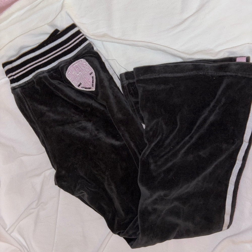 Kids Black Velour Track Pants